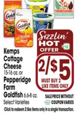 Jewel-Osco Kemps Cottage Cheese 15-16 oz. or Pepperidge Farm Goldfish 6.6-8 oz offer