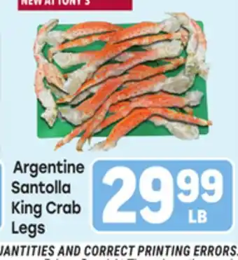 Tony’s Fresh Market Argentine Santolla King Crab Legs offer