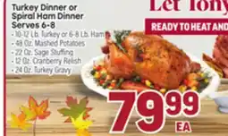 Tony’s Fresh Market Turkey Dinner or Spiral Ham Dinner Serves 6-8 offer