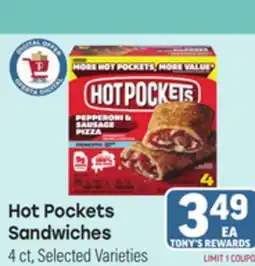 Tony’s Fresh Market Hot Pockets Sandwiches offer