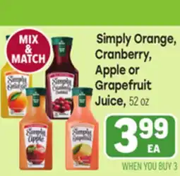 Tony’s Fresh Market Simply Orange, Cranberry, Apple or Grapefruit Juice offer
