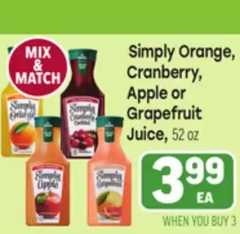 Tony’s Fresh Market Simply Orange, Cranberry, Apple or Grapefruit Juice offer