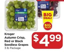 Food 4 Less Kroger Autumn Crisp, Red or Black Seedless Grapes offer