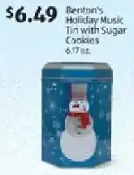 Aldi Benton's Holiday Music Tin with Sugar Cookies offer