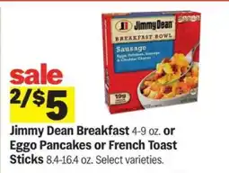Meijer Jimmy Dean Breakfast or Eggo Pancakes or French Toast Sticks offer
