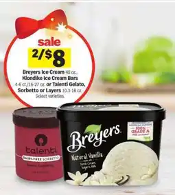 Meijer Breyers Ice Cream, Klondike Ice Cream Bars, Talenti Gelato, Sorbetto or Layers offer