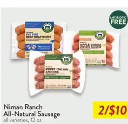 Fresh Thyme Niman Ranch All-Natural Sausage offer