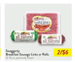 Fresh Thyme Swaggerty Breakfast Sausage Links or Rolls offer