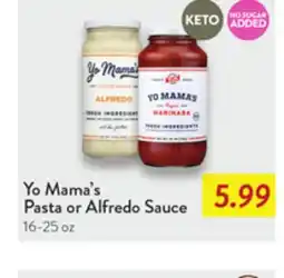 Fresh Thyme Yo Mama's Pasta or Alfredo Sauce offer