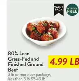 Fresh Thyme 80% Lean Grass-Fed and Finished Ground Beef offer