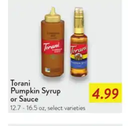 Fresh Thyme Torani Pumpkin Syrup or Sauce offer