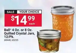 Ace Hardware Ball 4 Oz. or 8 Oz. Quilted Crystal Jars, 12/Pk offer