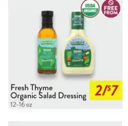 Fresh Thyme Fresh Thyme Organic Salad Dressing offer