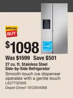 The Home Depot 27 cu. ft. Stainless Steel Side-by-Side Refrigerator offer