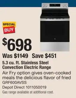 The Home Depot 5.3 cu. ft. Stainless Steel Convection Electric Range offer