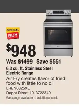The Home Depot LG 6.3 cu. ft. Stainless Steel Electric Range Air Fry offer
