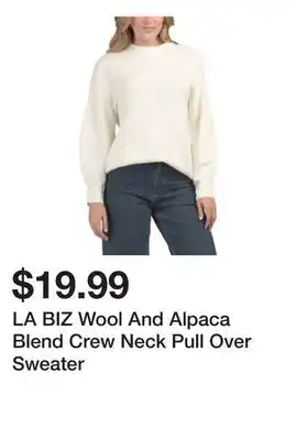 Marshalls LA BIZ Wool And Alpaca Blend Crew Neck Pull Over Sweater offer