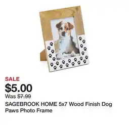 Marshalls SAGEBROOK HOME 5x7 Wood Finish Dog Paws Photo Frame offer