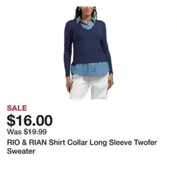 Marshalls RIO & RIAN Shirt Collar Long Sleeve Twofer Sweater offer