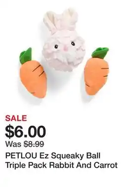 Marshalls PETLOU Ez Squeaky Ball Triple Pack Rabbit And Carrot offer