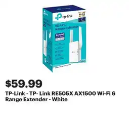 Best Buy TP-Link - TP- Link RE505X AX1500 Wi-Fi 6 Range Extender - White offer