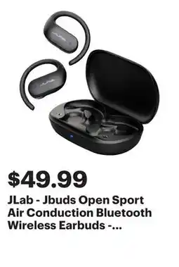 Best Buy JLab - Jbuds Open Sport Air Conduction Bluetooth Wireless Earbuds - Black offer