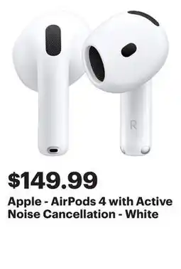 Best Buy Apple - AirPods 4 with Active Noise Cancellation - White offer