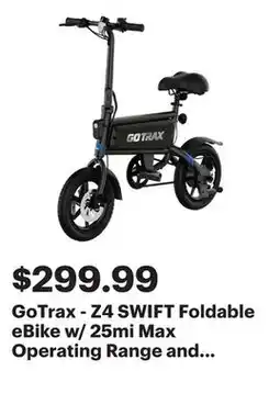 Best Buy GoTrax - Z4 SWIFT Foldable eBike w/ 25mi Max Operating Range and 15.5mph Max Speed - Black offer