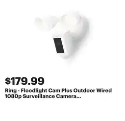 Best Buy Ring - Floodlight Cam Plus Outdoor Wired 1080p Surveillance Camera - White offer