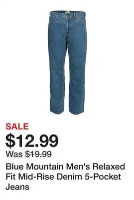 Tractor Supply Company Blue Mountain Men's Relaxed Fit Mid-Rise Denim 5-Pocket Jeans offer