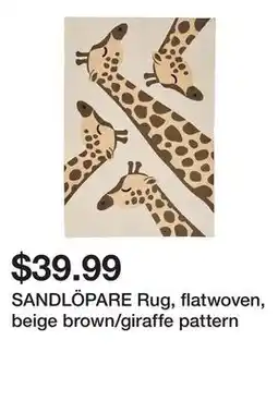 Ikea SANDLÖPARE Rug, flatwoven, beige brown/giraffe pattern offer