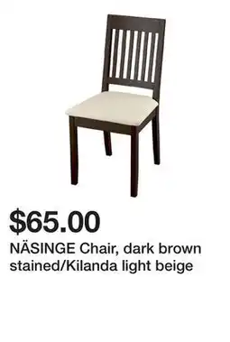 Ikea NÄSINGE Chair, dark brown stained/Kilanda light beige offer