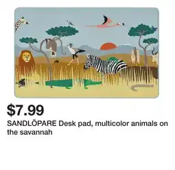 Ikea SANDLÖPARE Desk pad, multicolor animals on the savannah offer