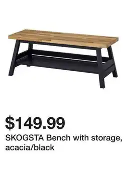 Ikea SKOGSTA Bench with storage, acacia/black offer