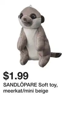 Ikea SANDLÖPARE Soft toy, meerkat/mini beige offer