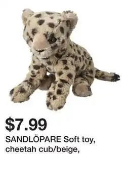 Ikea SANDLÖPARE Soft toy, cheetah cub/beige offer