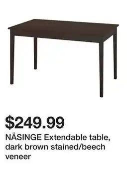 Ikea NÄSINGE Extendable table, dark brown stained/beech veneer offer