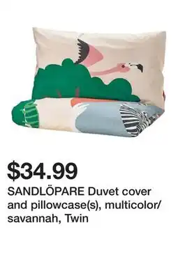 Ikea SANDLÖPARE Duvet cover and pillowcase(s), multicolor/savannah, Twin offer
