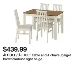 Ikea ÅLHULT / ÅLHULT Table and 4 chairs, beige/brown/Kabusa light beige beige offer