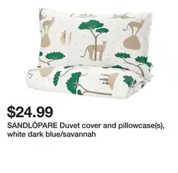 Ikea SANDLÖPARE Duvet cover and pillowcase(s), white dark blue/savannah offer