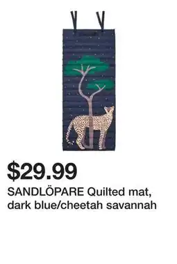 Ikea SANDLÖPARE Quilted mat, dark blue/cheetah savannah offer