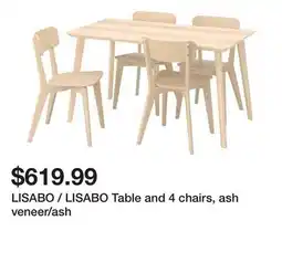 Ikea LISABO / LISABO Table and 4 chairs, ash veneer/ash offer