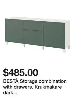 Ikea BESTÅ Storage combination with drawers, Krukmakare dark gray-green/Stubbarp white offer