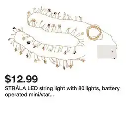 Ikea STRÅLA LED string light with 80 lights, battery operated mini/star gold offer