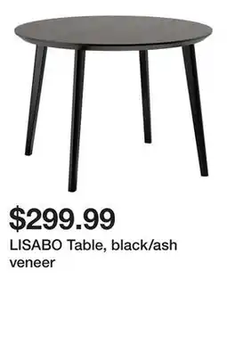 Ikea LISABO Table, black/ash veneer offer