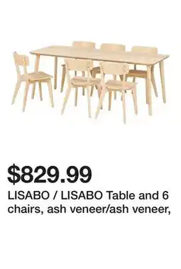Ikea LISABO / LISABO Table and 6 chairs, ash veneer/ash veneer offer