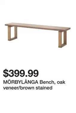 Ikea MÖRBYLÅNGA Bench, oak veneer/brown stained offer