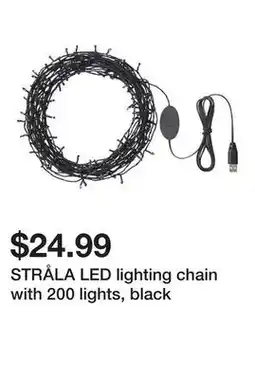 Ikea STRÅLA LED lighting chain with 200 lights, black offer