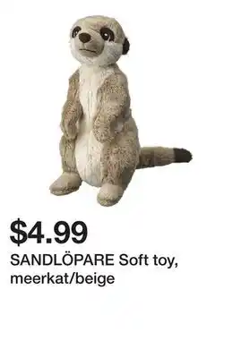 Ikea SANDLÖPARE Soft toy, meerkat/beige offer