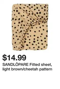 Ikea SANDLÖPARE Fitted sheet, light brown/cheetah pattern offer